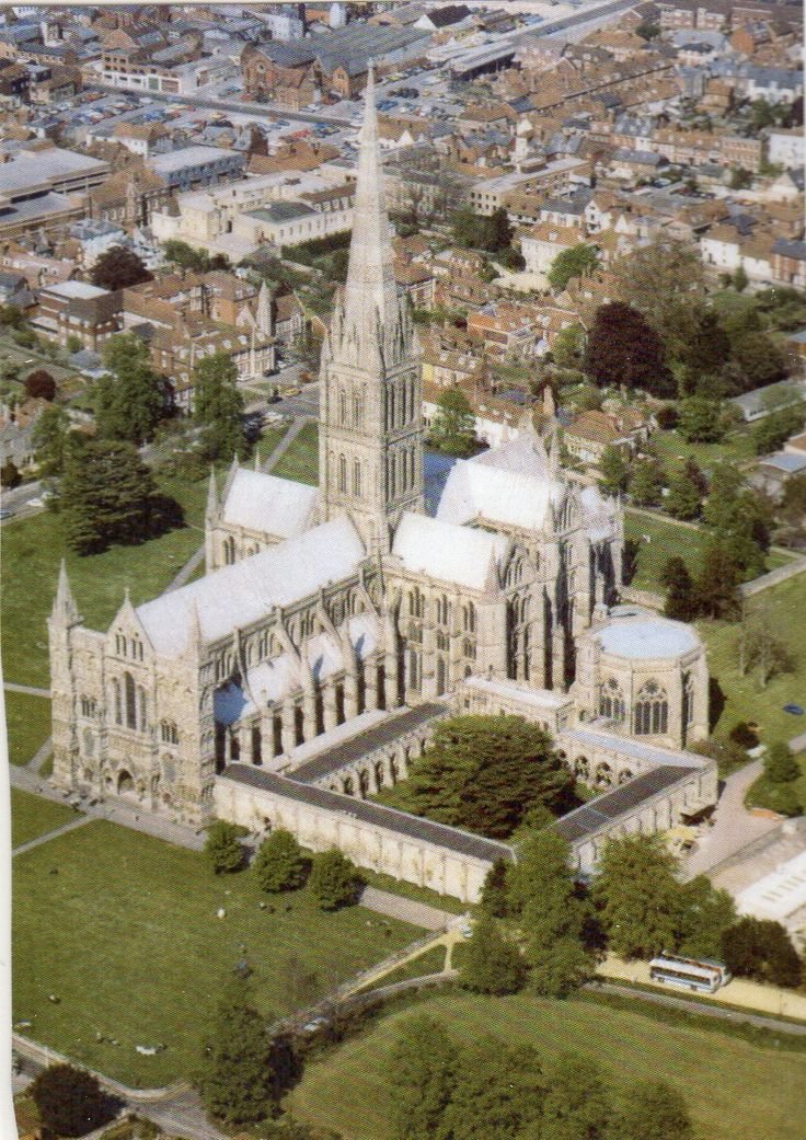 This may contain: an aerial view of a cathedral in the city