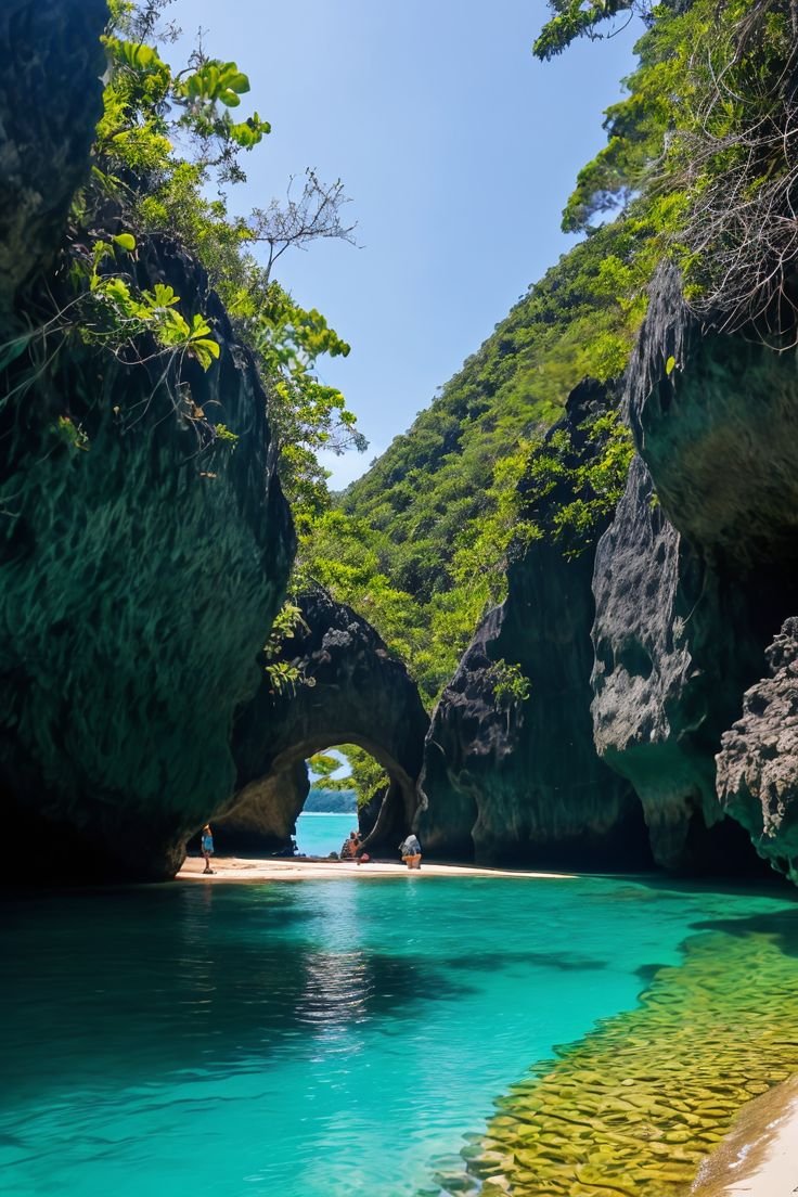 This contains: Discover Palawan's secret beaches, vibrant coral gardens, and ancient tribal villages. A true paradise for nature lovers and adventurers! #Palawan #Philippines #Travel