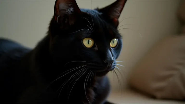 Black cat sitting gracefully, symbolizing appreciation and awareness