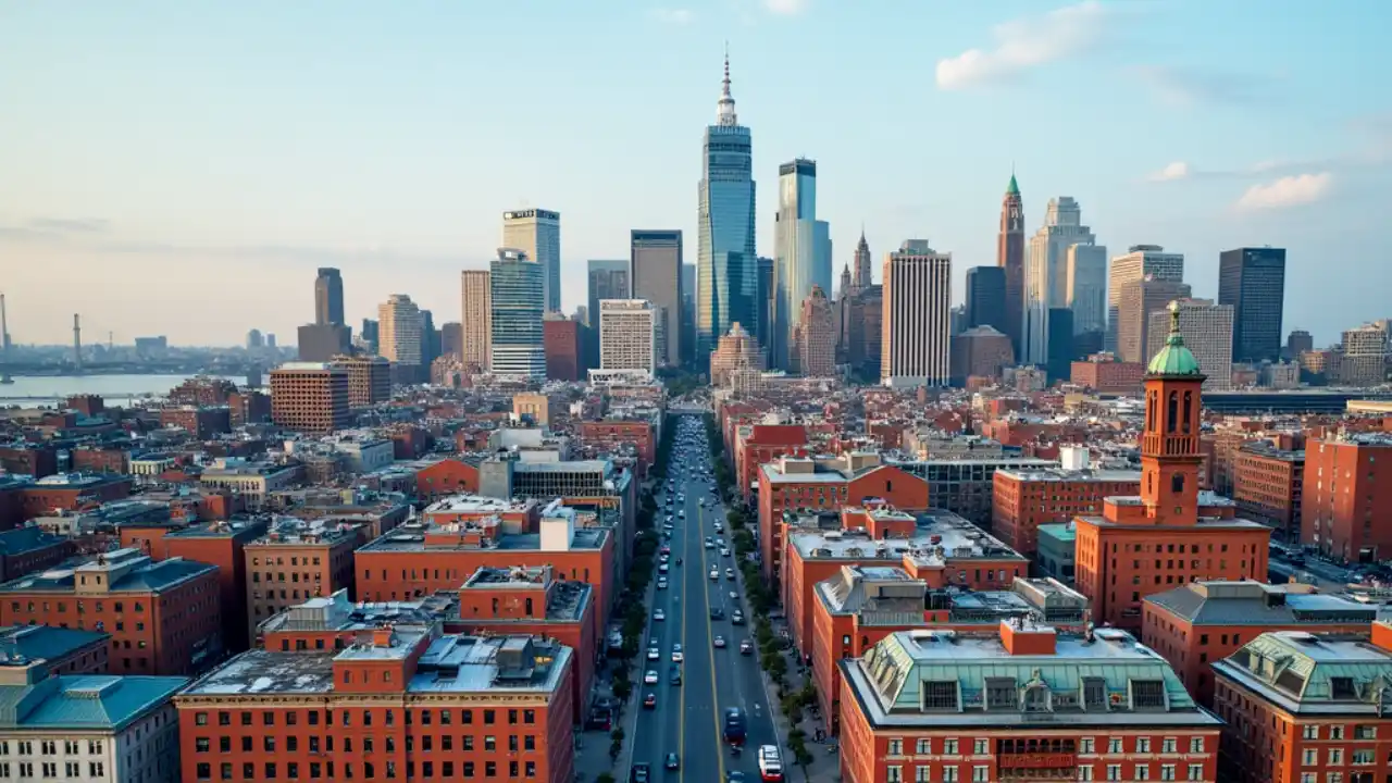 Celebration of National Boston Day with iconic Boston landmarks and festive decorations