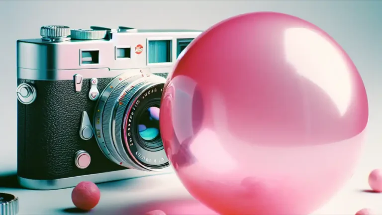 A bright pink bubble being blown from chewing gum against a white background, showcasing the playful spirit of National Bubblegum Day