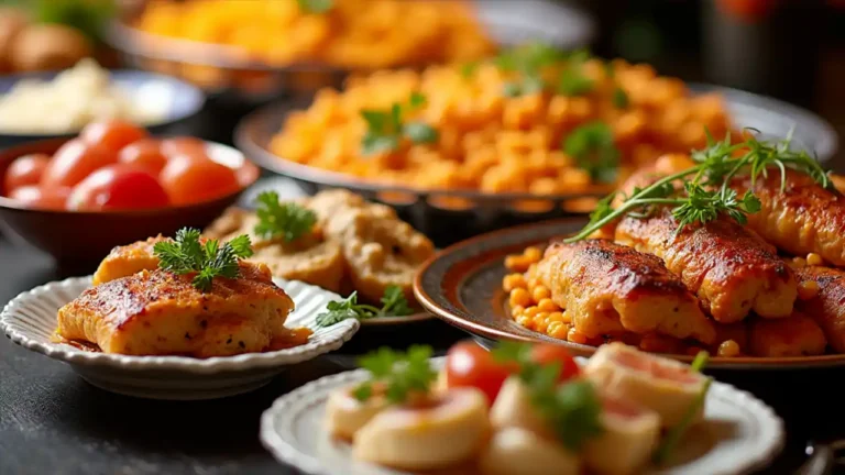 A vibrant buffet spread featuring a variety of delicious dishes, celebrating National Buffet Day