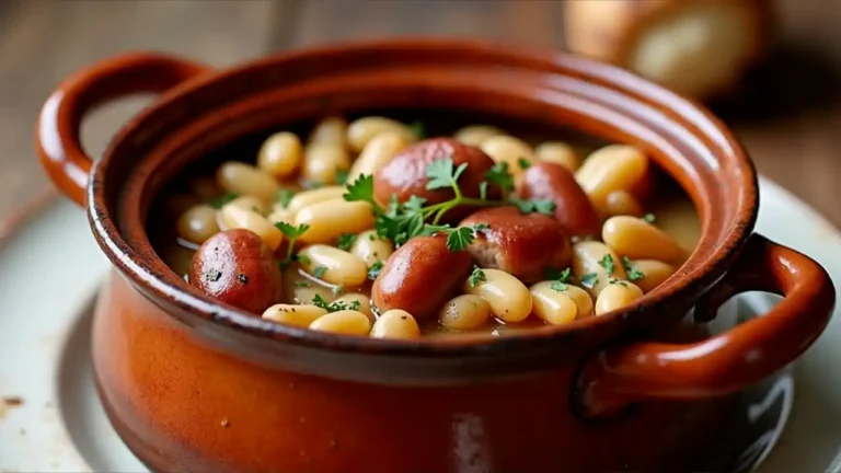 Traditional French cassoulet served in a rustic dish, celebrating National Cassoulet Day