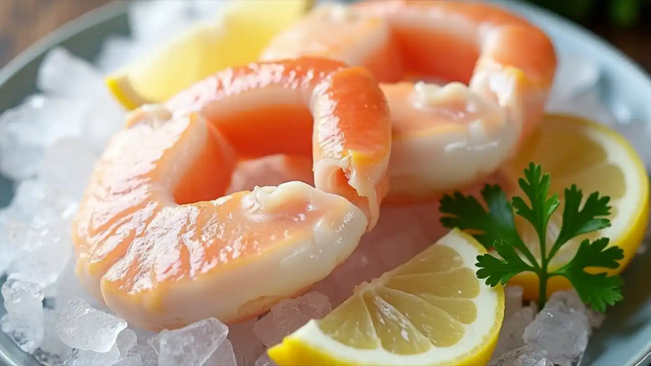 Fresh lump crab meat displayed on a bed of ice, garnished with lemon wedges and parsley, showcasing its sweet, delicate texture for National Crab Meat Day celebration