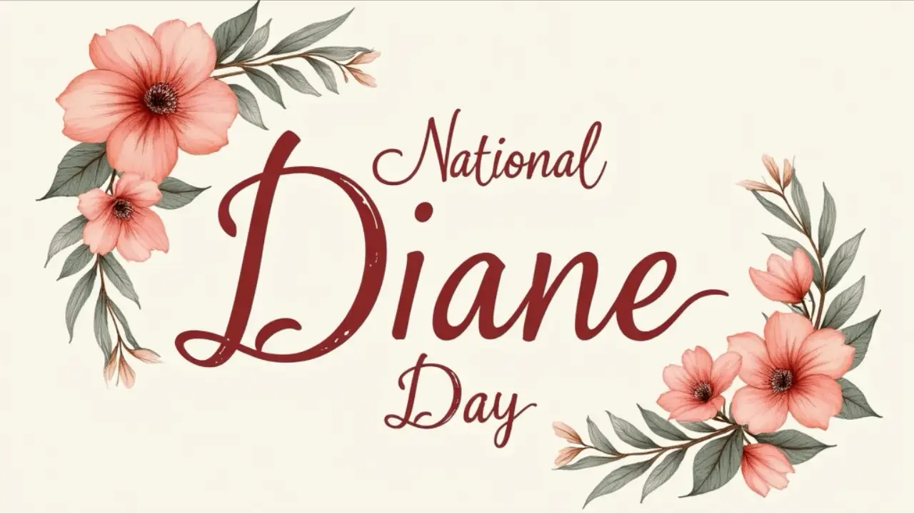 A calendar page highlighting "National Diane Day" with a feminine script font and decorative floral elements