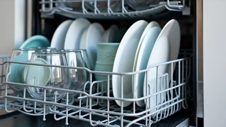 A modern stainless steel dishwasher with its door open, displaying clean, sparkling dishes and glasses arranged neatly on its racks, symbolizing National Dishwasher Day