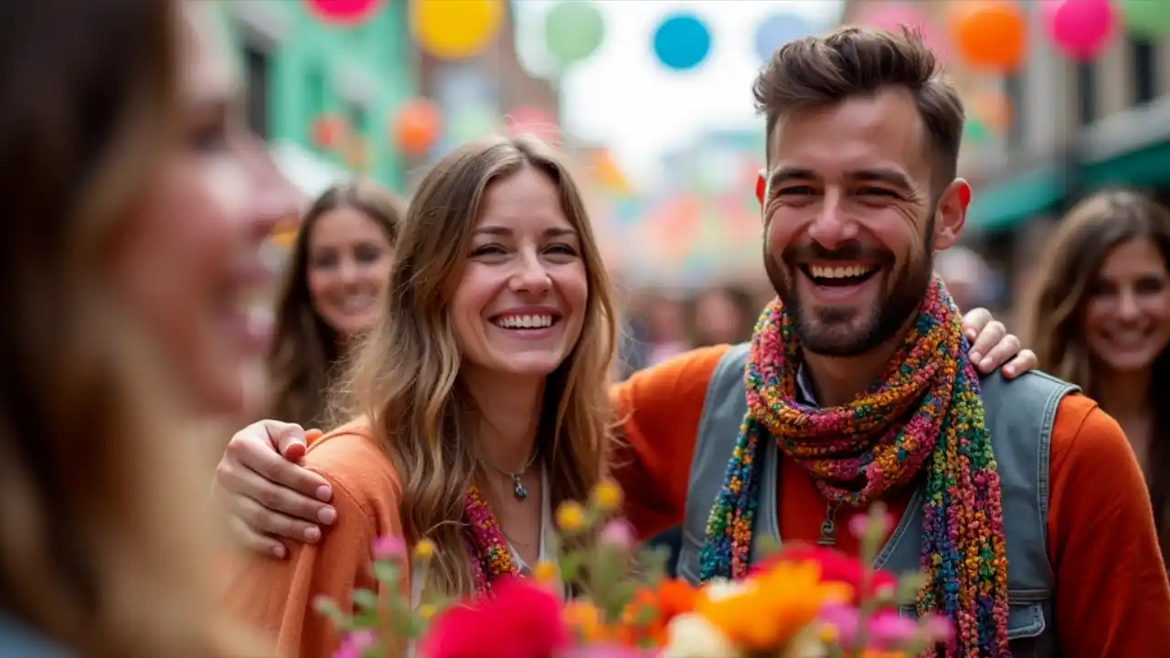 Celebration of National Erica Day with festive decorations and a vibrant gathering of people enjoying the event