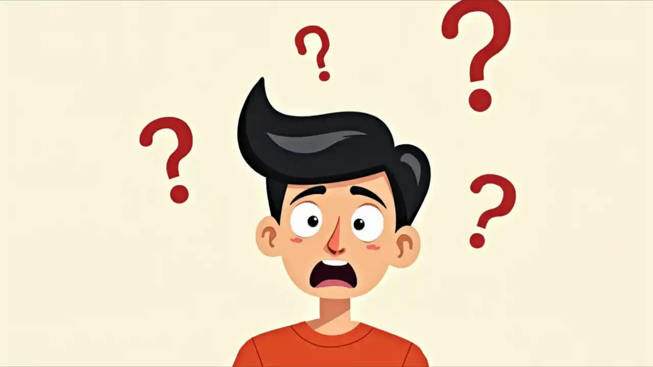 Confused person surrounded by question marks representing 'Everything You Think is Wrong Day