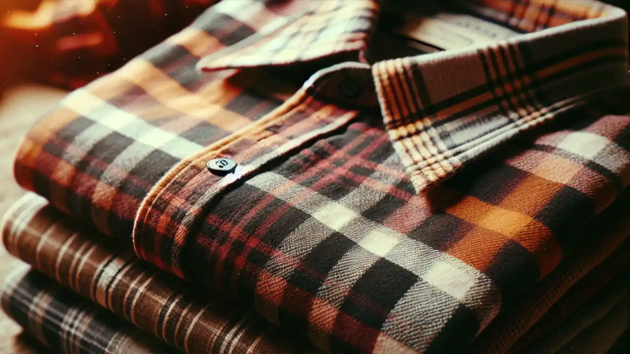 Cozy flannel shirts and blankets in a warm, inviting setting, celebrating National Flannel Day