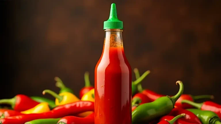 Fiery hot sauce bottle with vibrant peppers, celebrating National Hot Sauce Day on January 22