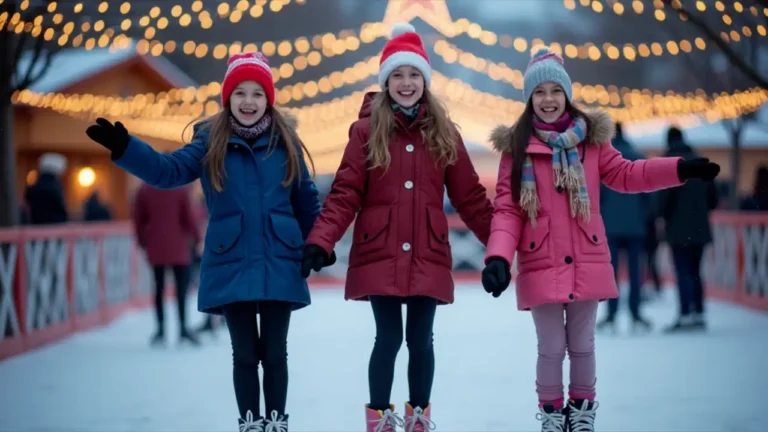 Ice skaters gliding on a rink celebrating National Ice Skating Day