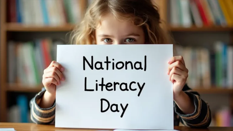 Books and hands symbolizing literacy and education for National Literacy Day