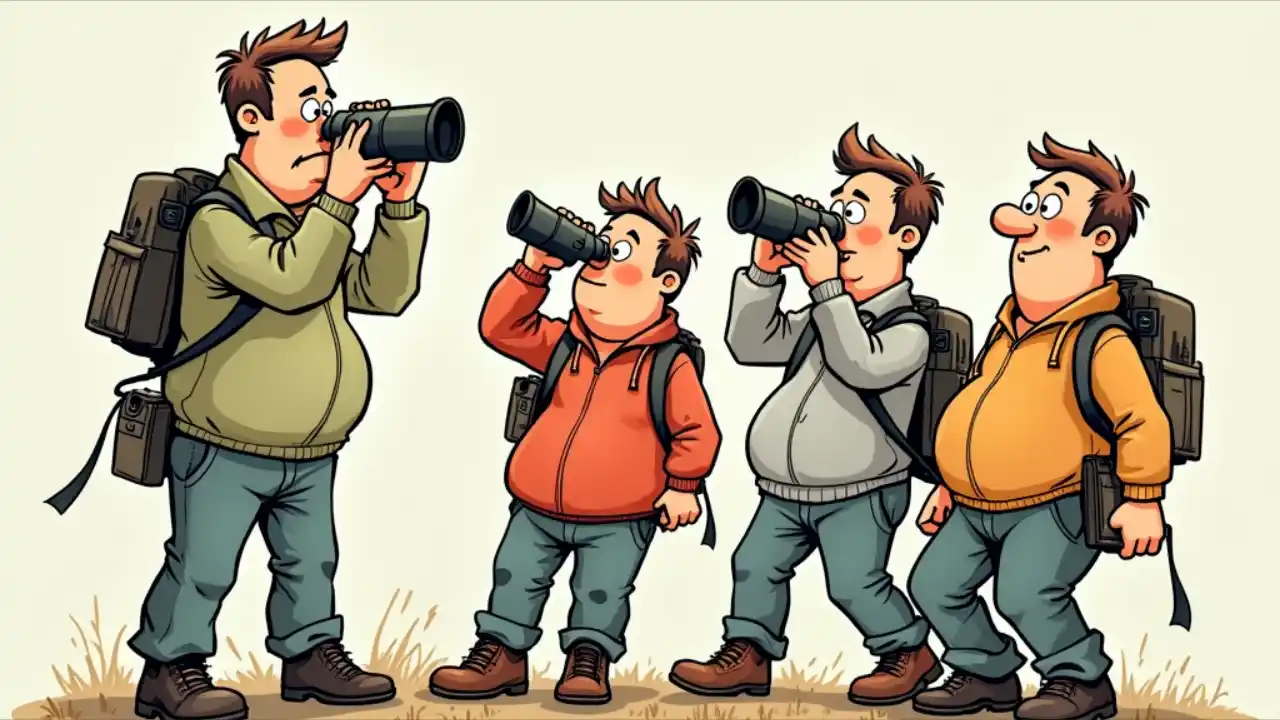 Illustration celebrating National Man Watcher's Day with a playful and observant theme