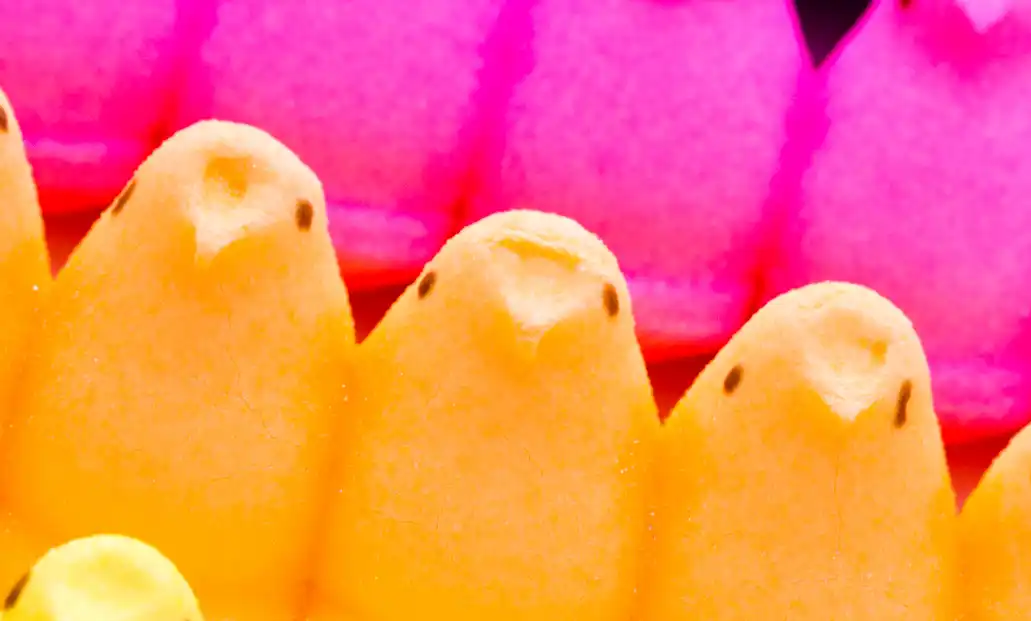 Colorful marshmallow chicks for National Peeps Day.