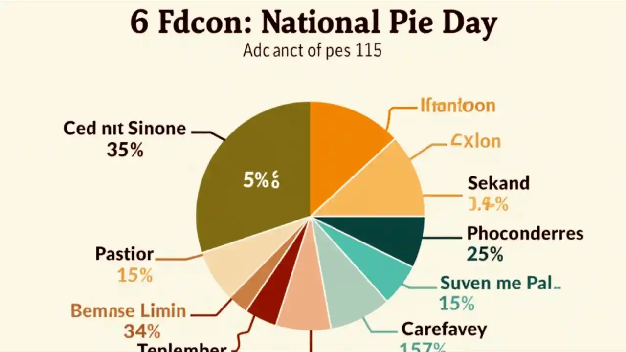 Pie chart showing National Pie Day poll results with top flavors like apple, cherry, and pecan