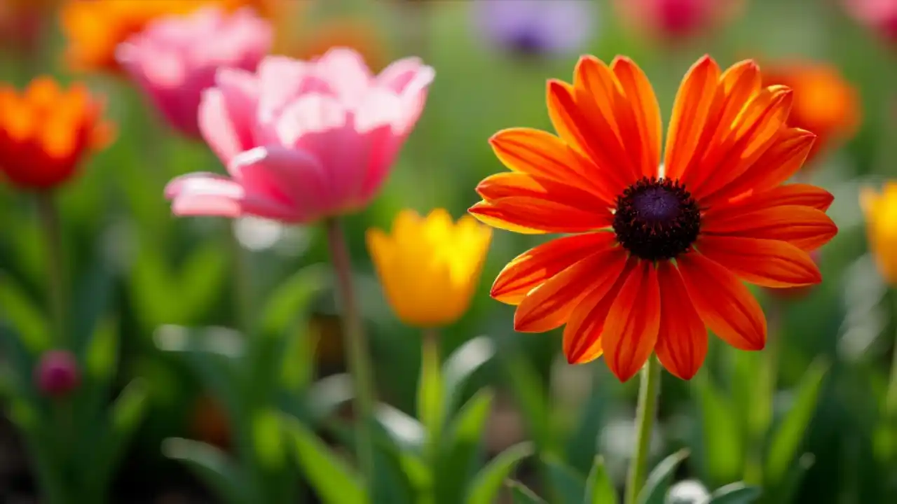 Colorful flowers blooming in a garden for National Plant a Flower Day