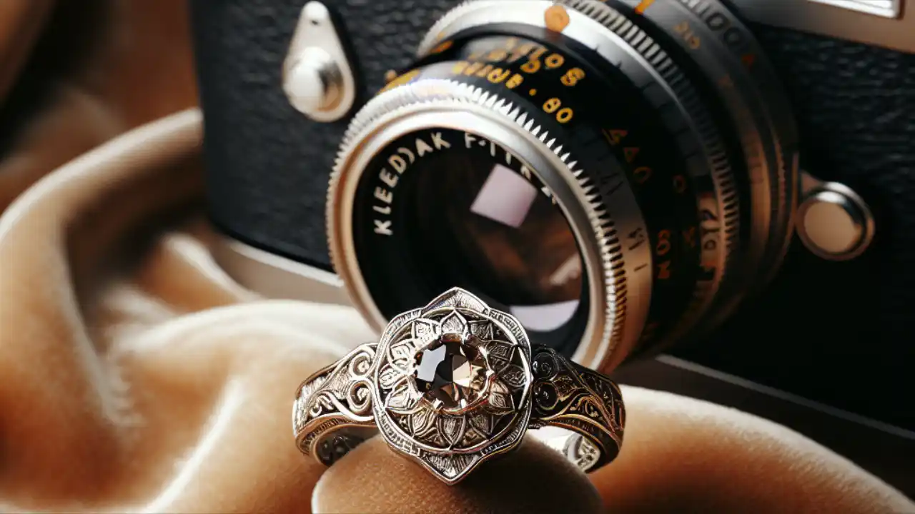 A close-up of a beautifully crafted ring displayed on a soft velvet background, symbolizing National Ring Day