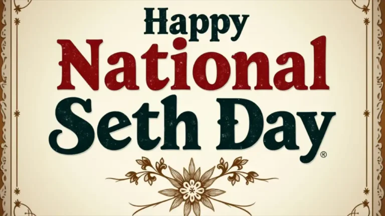 A calendar page highlighting "National Seth Day" with a playful font and decorative elements celebrating the name Seth