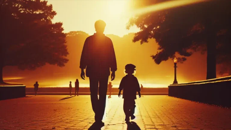 A single parent holding hands with their child while walking together at sunset, symbolizing strength, love, and dedication on National Single Parents Day