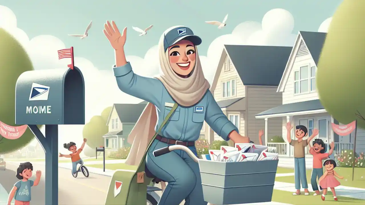 Mail carrier delivering letters with a smile, celebrating National Thank a Mail Carrier Day