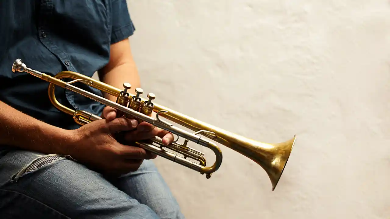 Close-up of a shiny trumpet for National Trombone Players Day