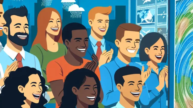 A meteorologist analyzing weather patterns on a screen, celebrating National Weatherperson's Day.