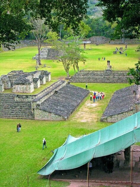 This may contain: an aerial view of the ancient city with people walking around