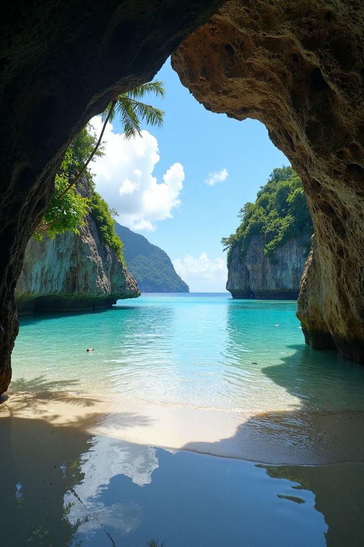 This contains: Unwrap paradise! Luxury gift baskets inspired by Seychelles beaches. Perfume, treasures, and pure bliss. Easy ways to gift a holiday escape. Shop now! #LuxuryGifts #HolidayBaskets #Seychelles