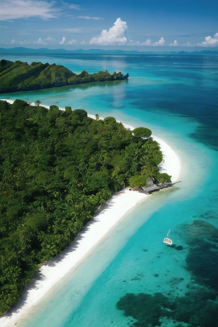 This contains: Discover Lakshadweep's hidden paradise from above! Mint-blue waters, breathtaking coves, and unforgettable views await. 💙🚁