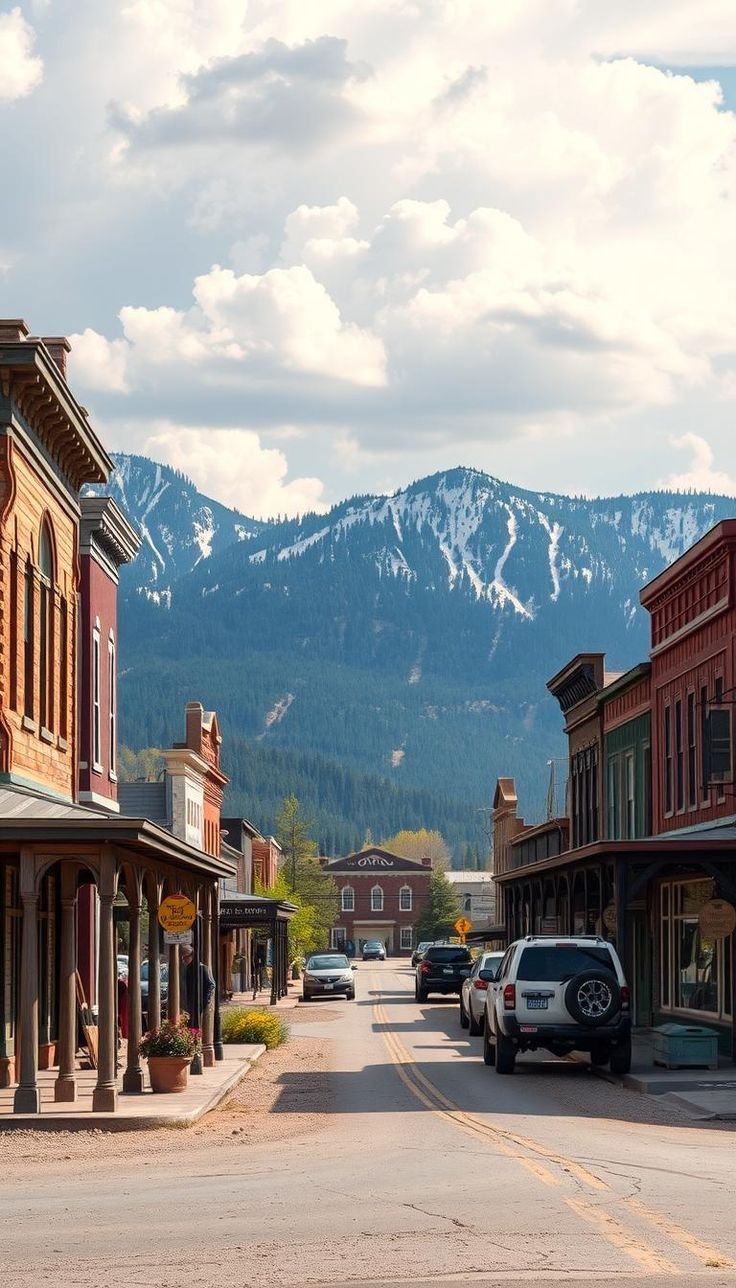 This contains: Montana historic town, old buildings, western charm