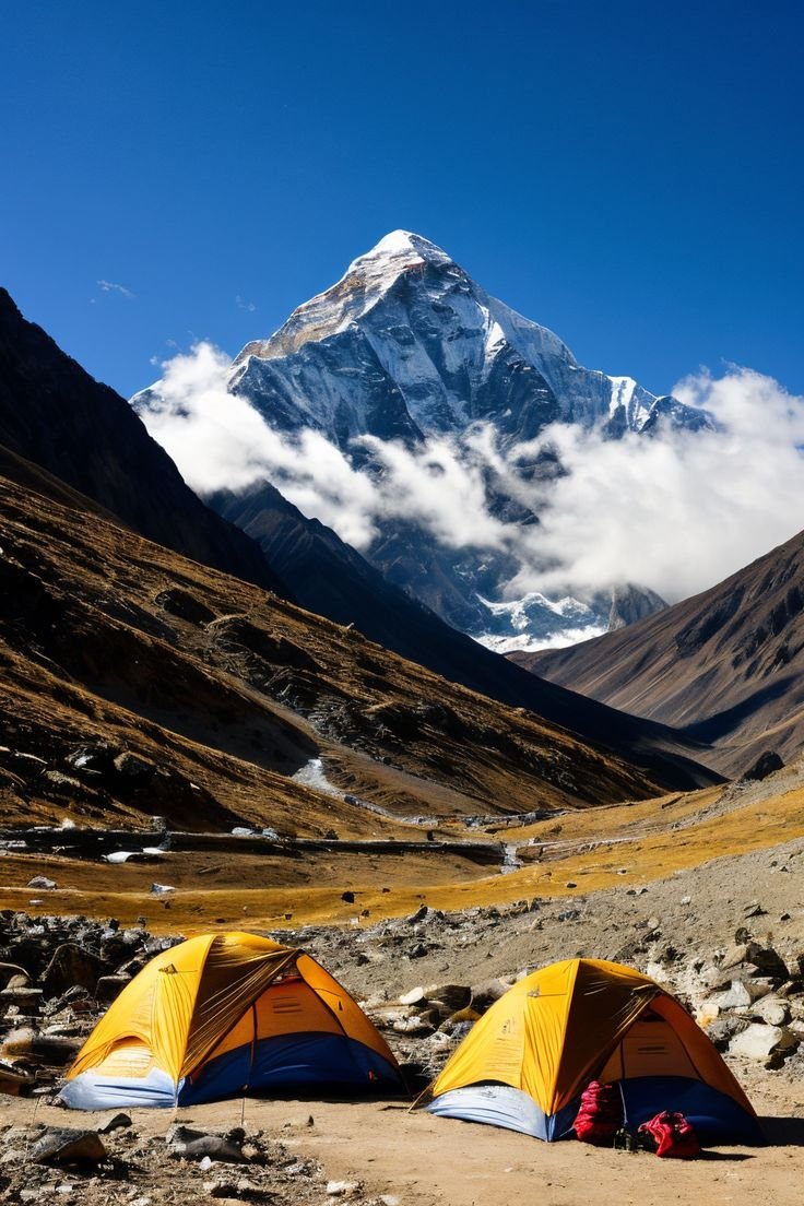 This contains: Experience the magic of Nepal! Trek to Everest Base Camp, witness breathtaking Himalayan views, and discover the rich Sherpa culture. #Nepal #Trekking #Everest