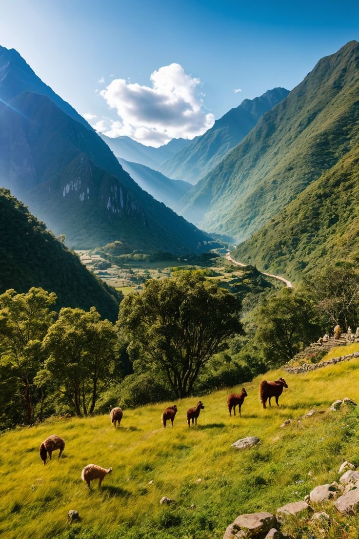 This contains: Simple solutions for unforgettable adventures: Explore the Inca Trail and witness the magic of Machu Picchu at dawn. Experience the breathtaking interplay of nature and ancient architecture in Peru's Sacred Valley. #travel #explore #history