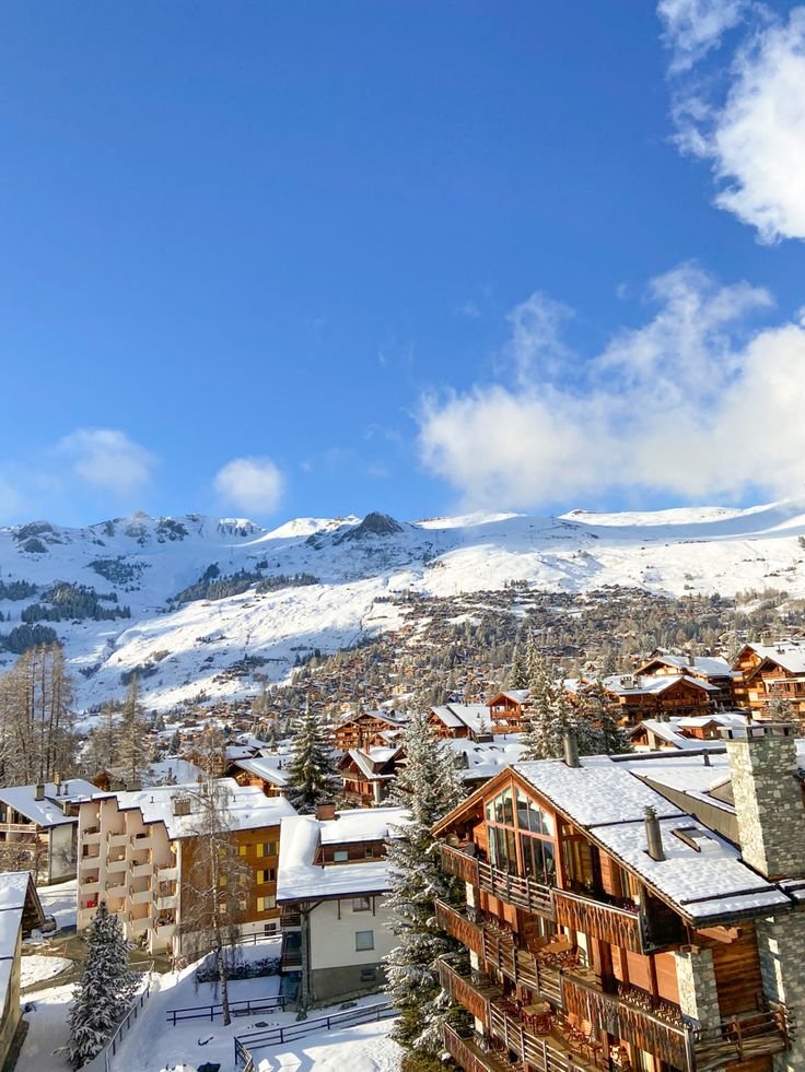 This contains: View from the gondola in snowy Verbier