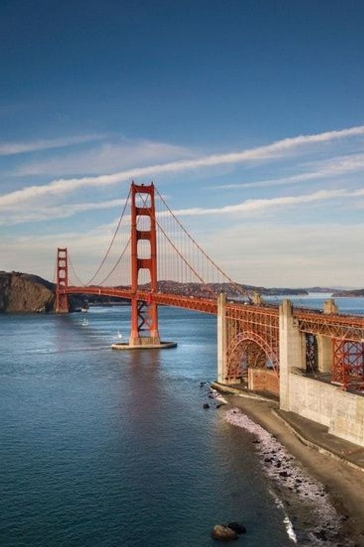 This may contain: the golden gate bridge in san francisco, california