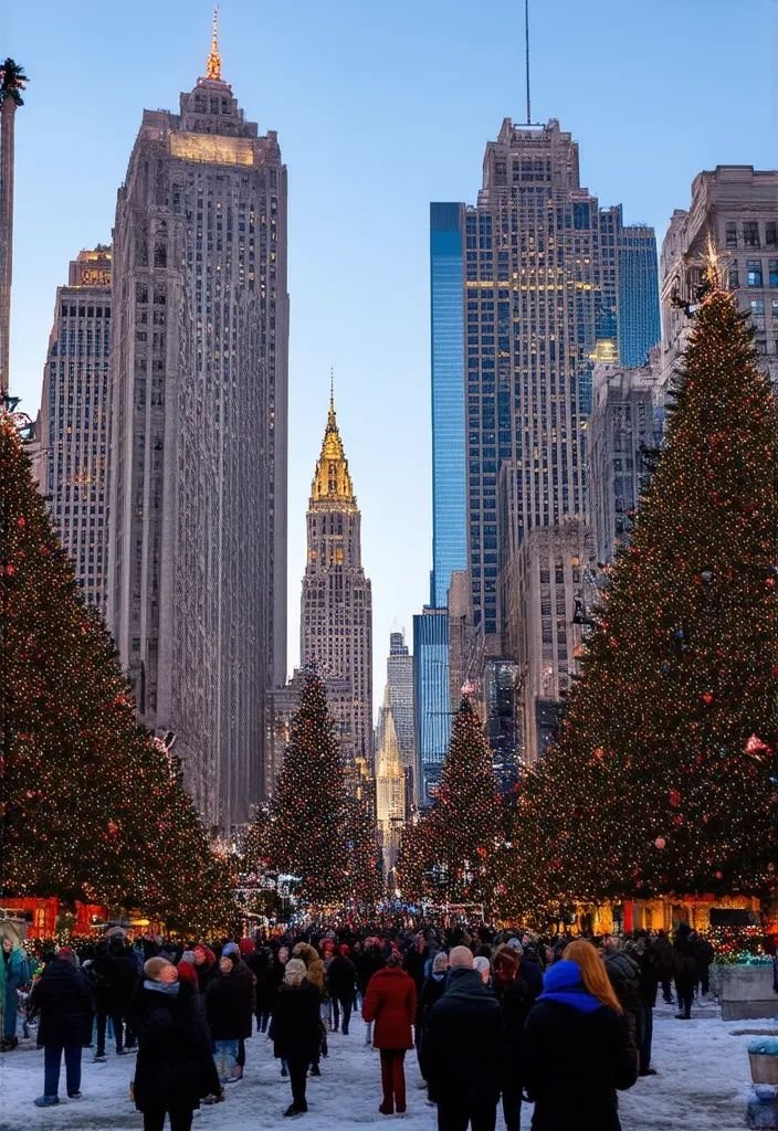 This contains: you are looking for a place to spend Christmas with a European feel, The Windy City is home to Christkindlmarket, a traditional German Christmas market open from 17 November to 24 December, where you’ll find plenty of wooden stalls to buy traditional food, drinks, and Christmas gifts. Apart from that, Chicago also boasts amazing kid-friendly activities, such as the Christmas tree exhibition at the Museum of Science+Industry, and on 18 November, you can even attend the Tree Lighting Festival.