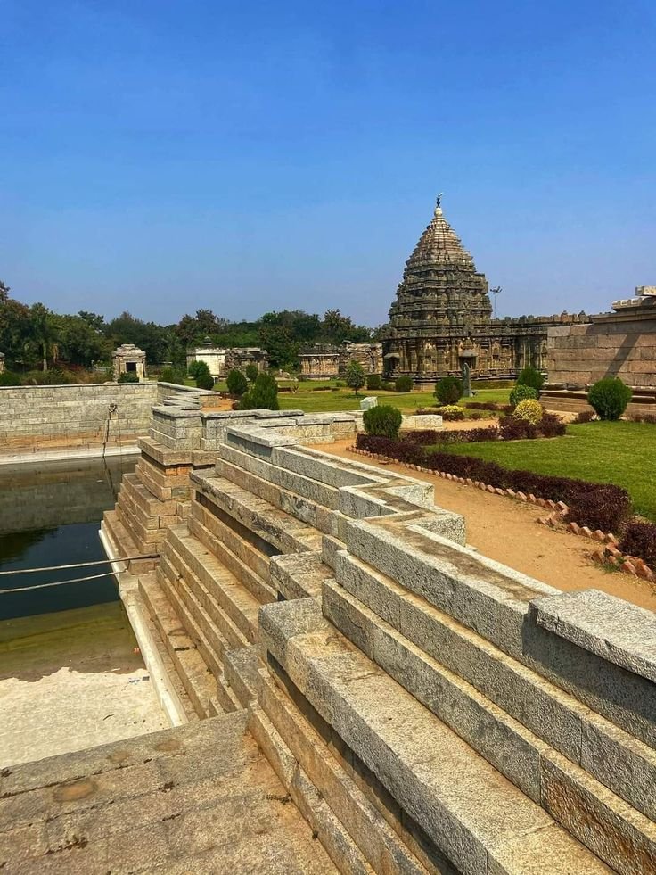 This may contain: the ruins of an ancient temple in india
