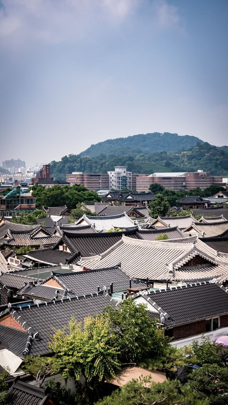 This contains: Jeonju Hanok Village in South Korea