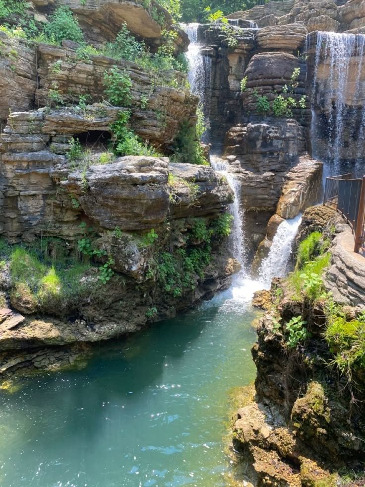 This contains: gorgeous waterfall in Missouri