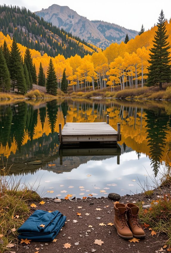 golden autumn lake reflections