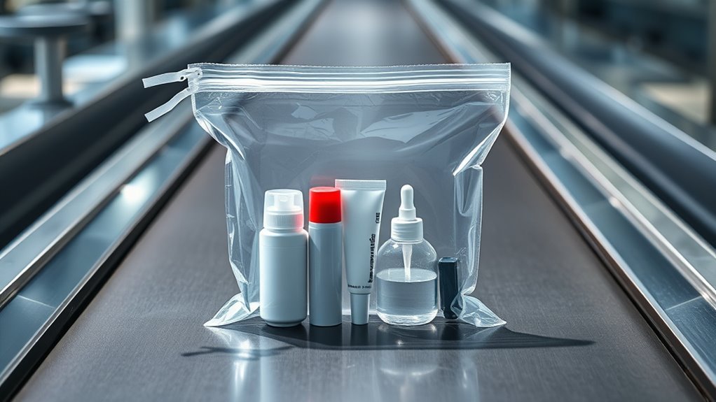 organize toiletries for screening