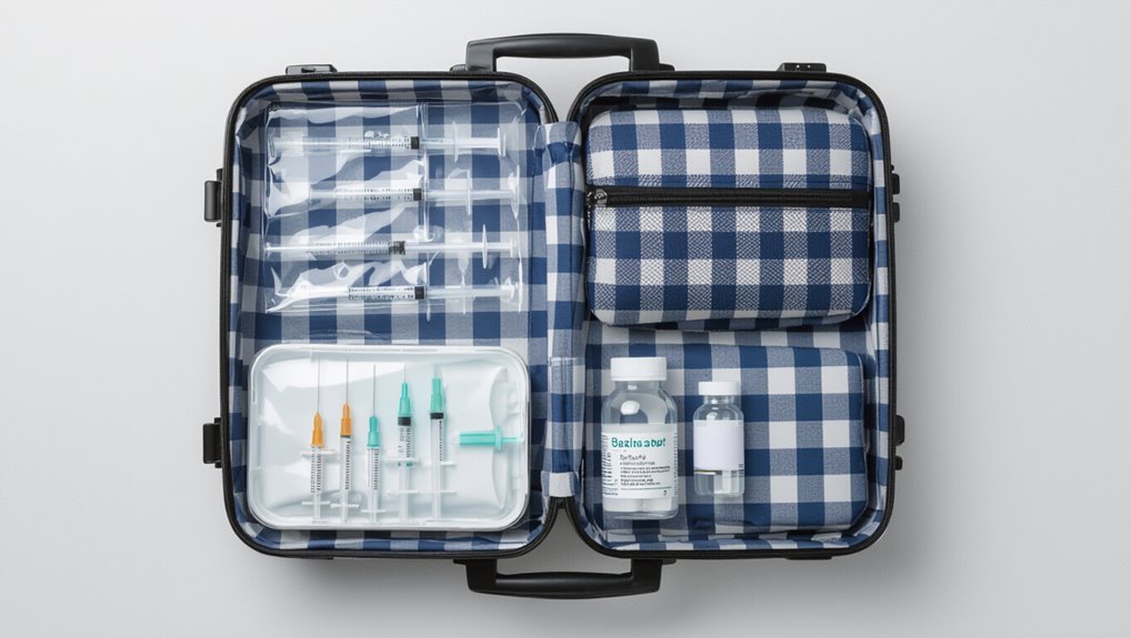 pack syringes securely labeled